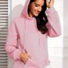 Kadın Uzun Kollu Kapşonlu Bağcıklı Cepli Capitone Sweatshirt - Görsel 6