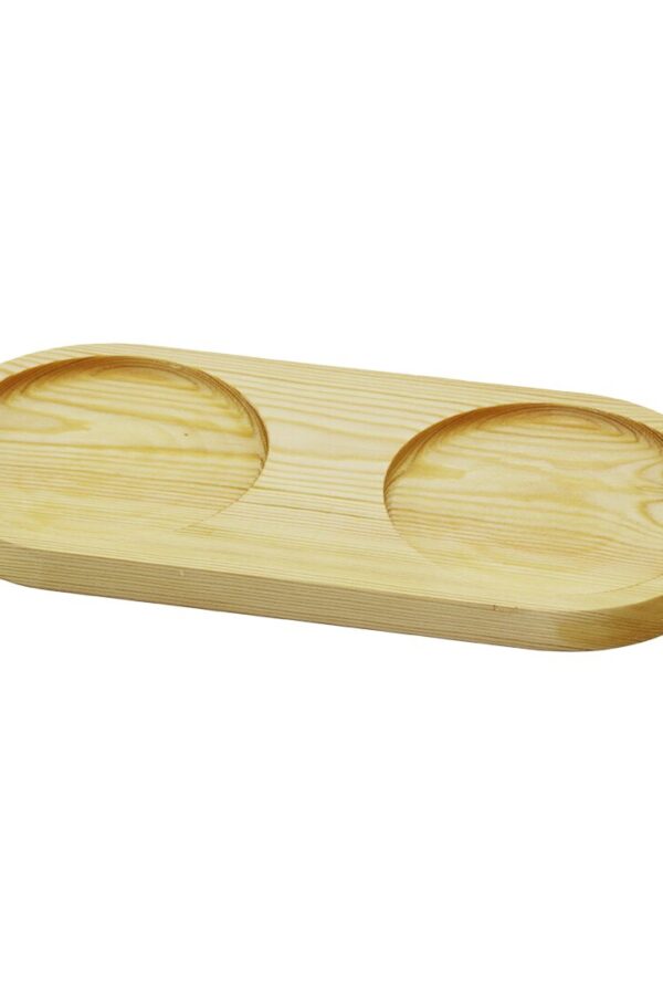 2 BÖLMELİ - OVAL   AÇIK RENK=SADE  AHŞAP YAĞDANLIK ALTLIK  27X12.5CM (K0)