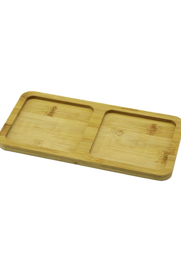 2 BÖLMELİ   DİKDÖRTGEN  AHŞAP BAMBU YAĞDANLIK ALTLIK  MİNİ TEPSİ   20X10X0.8CM (K0)