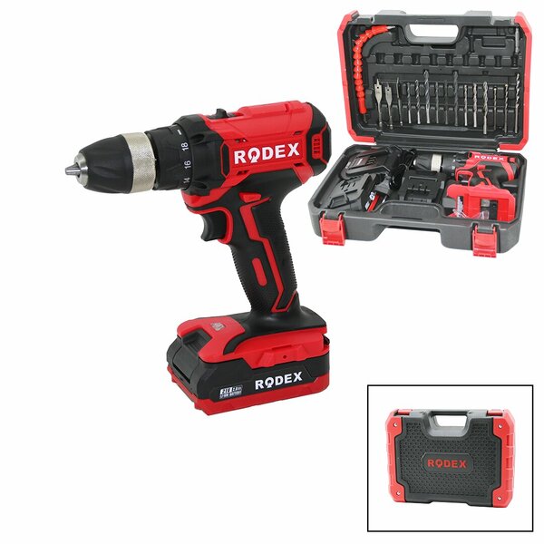 2 KADEME HIZ - VİTES ŞARJLI=ÇİFT BATARYA 17PCS UÇLU MATKAP 0-350 / 0-1350 RPM 21V/2.0A LI-ION RDX-3375A (K0)