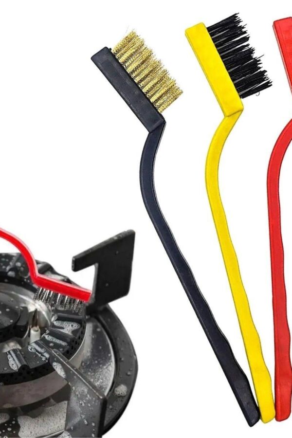 3 lü Detaylı Temizlik Bakır,Demir ve Sert Plastik Tel Fırça (K0)