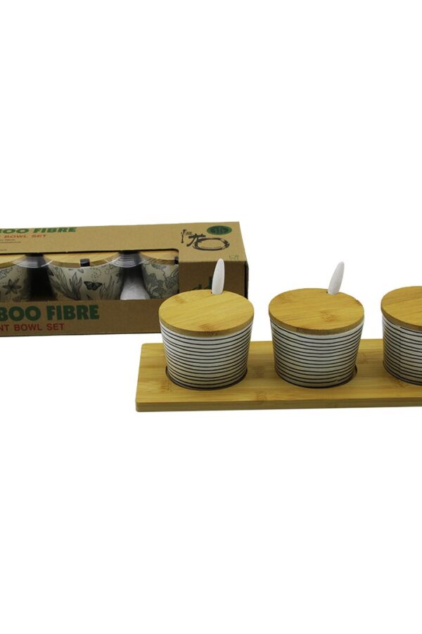 3 PCS BAMBU KAPAK - ALTLIK FİBER - MELAMİN BAHARATLIK TAKIM (K0)