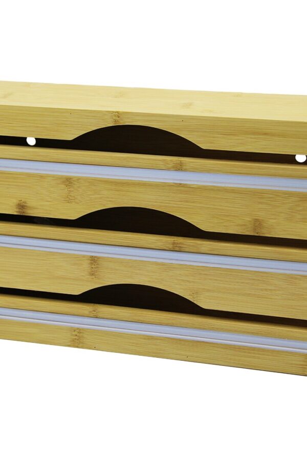 3IN1  AHŞAP BAMBU STREÇLİK FOLYOLUK  KESİCİ BIÇAK KANALLI   22X34CM (K0)