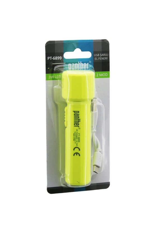3W   USB ŞARJLI   MİNİ  EL FENERİ  2 MOD IŞIK - MAX: 500 LUMEN - 500 mAh PİL PT-6899 (K0)