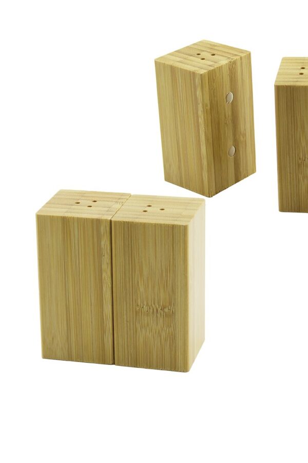 4.5X5CM--Y:9CM   2PCS   MIKNATISLI İKİZ   AHŞAP BAMBU  BAHARATLIK - TUZLUK (K0)