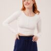 Ters Dikişli Basic Beyaz Body Bluz