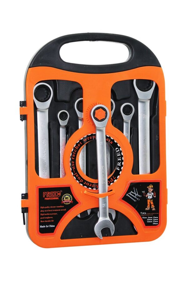 7 PCS CIRCIR KOMBİNE ANAHTAR SETİ 8-10-12-13-14-17-19MMPLASTİK TAŞIMA ÇANTALI (K0)