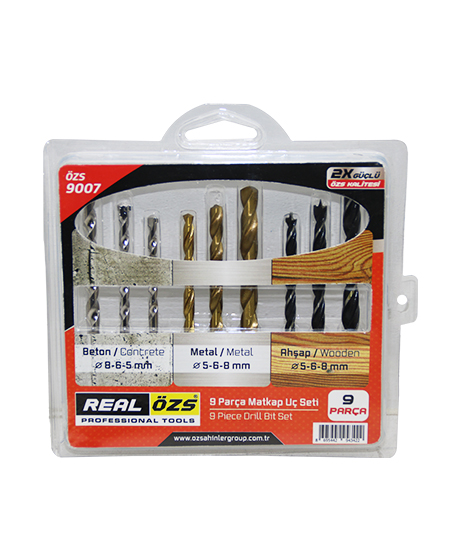 9 PARÇA  MATKAP UCU SETİ BETON - METAL - AHŞAP - 5-6-8MM (K0)