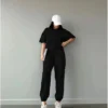 Unisex Düz T-Shirt Ve Eşofman Takımı - Siyah