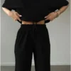 Unisex Düz T-Shirt Ve Eşofman Takımı - Siyah - Görsel 3