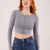 Ters Dikişli Basic Antrasit Body Bluz
