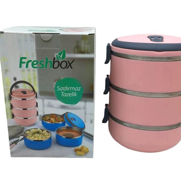 AÇIK PEMBE 3LÜ SEFER TASI SAKLAMA KABI 1.8LT (K0)