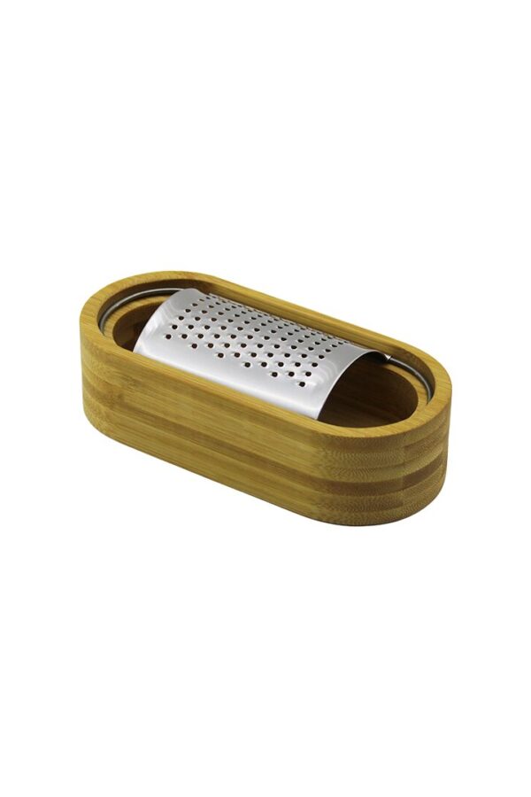 AHŞAP BAMBU HAZNELİ YATAY - OVAL METAL BOMBELİ MEYVE RENDESİ 7 X 15.5CM (K0)