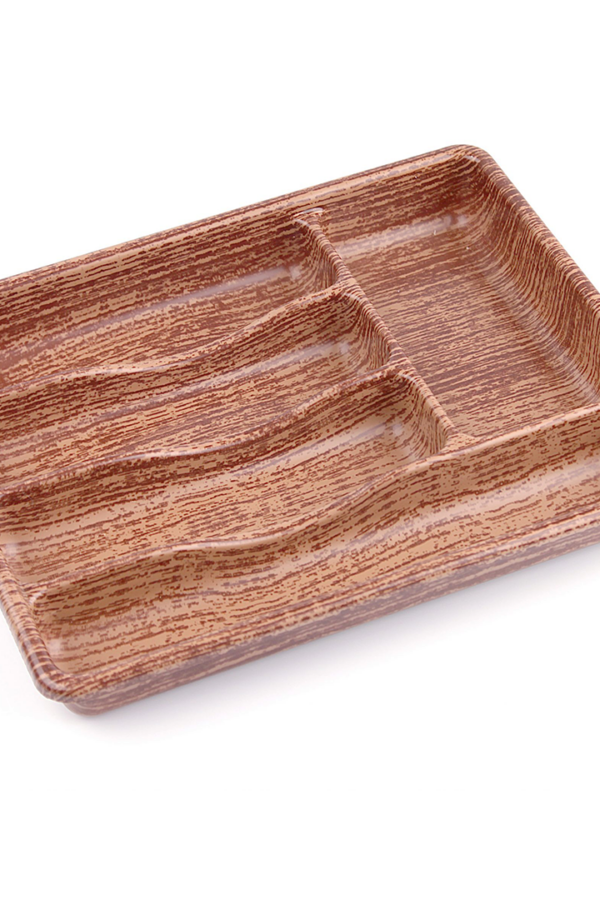 AHŞAP RENK - 5 BÖLMELİ ÇEKMECE İÇİ KAŞIKLIK 36X29CM (K0)