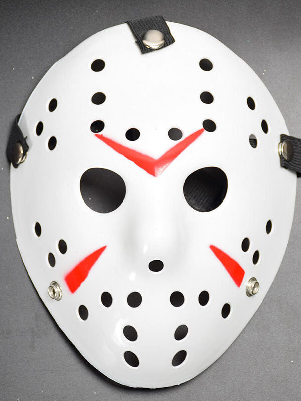 Beyaz Renk Kırmızı Çizgili Tam Yüz Hokey Jason Maskesi Hannibal Maskesi (K0)