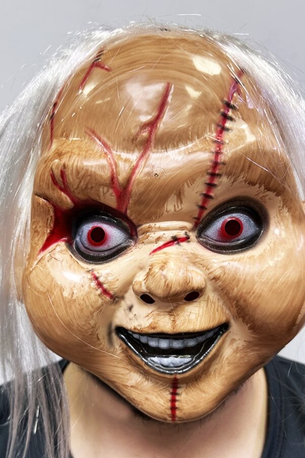 Beyaz Saçlı Çaki Maskesi Chucky Maskesi Yetişkin Çocuk Uyumlu (K0)