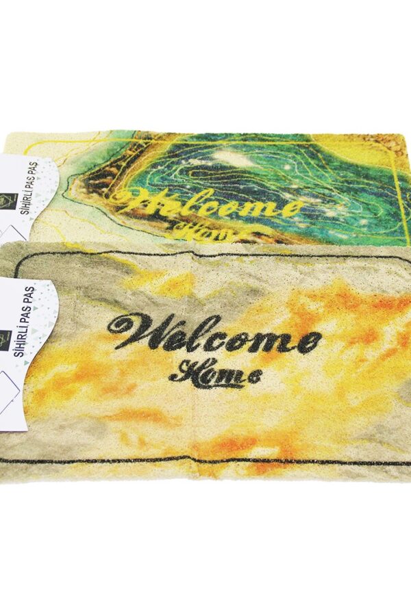 DESENLİ - WELCOME HOME   37X57CM   KAUÇUK PLASTİK  KAPI PASPASI (K0)