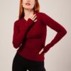 Uzun Kollu Basic Bordo Bluz