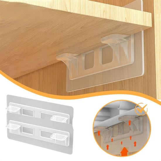 Dolap İçi Raflar İçin 4&apos;lü Plastik Güçlü Yapışkanlı Raf Destek Aparatı (K0)