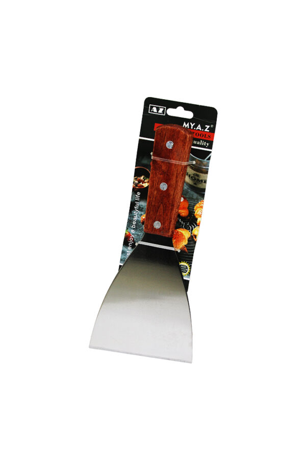 EĞİK AĞIZLI METAL SPATULA - AHŞAP SAPLI (K0)