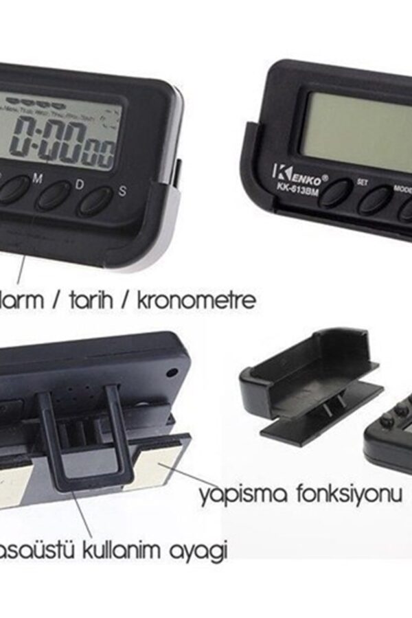 Ev ve Araç Tipi Dijital Saat Kronometreli Alarmlı Pilli Saat (K0)