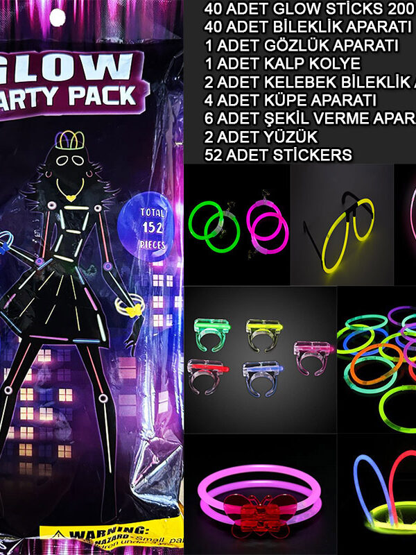 Glow Parti Seti 152 Parçalık Lüks Glow Kostüm Seti (K0)