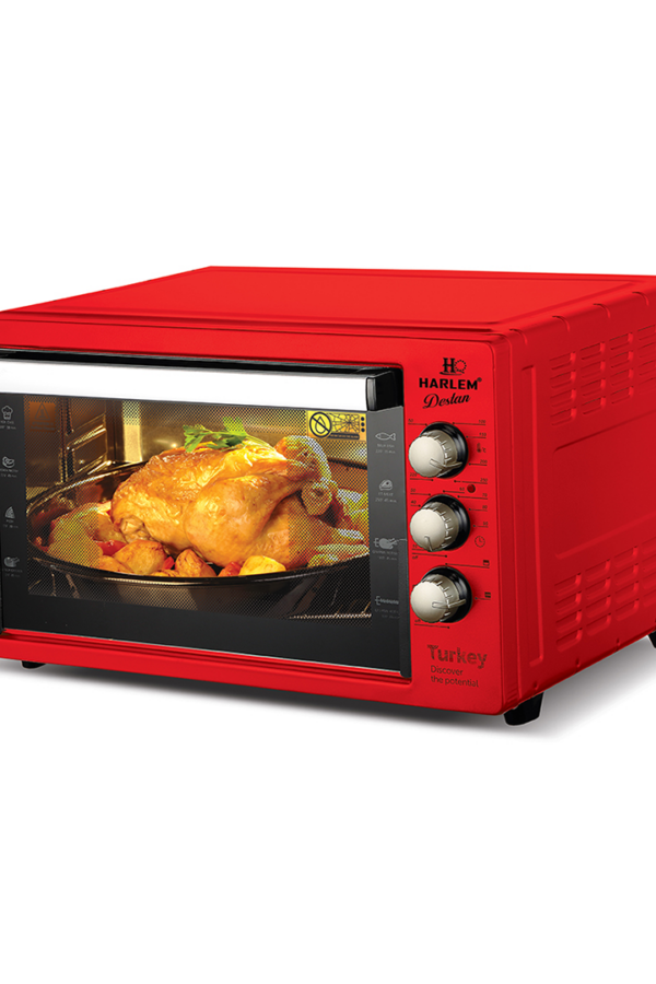 HARLEM HAF-441 DESTAN ELEKTRİKLİ KIRMIZI KARE FIRIN 40-42LT 1500W (K0)