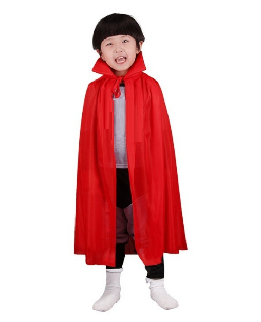Kırmızı Renk Yakalı Pelerin Çocuk Boy 90 cm (K0)