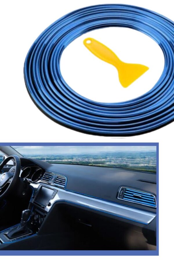 Mavi Araba Oto Trim Dekorasyon Şeridi Kauçuk Elastik Kolay Kurulum 5 metre Şerit Bant (K0)