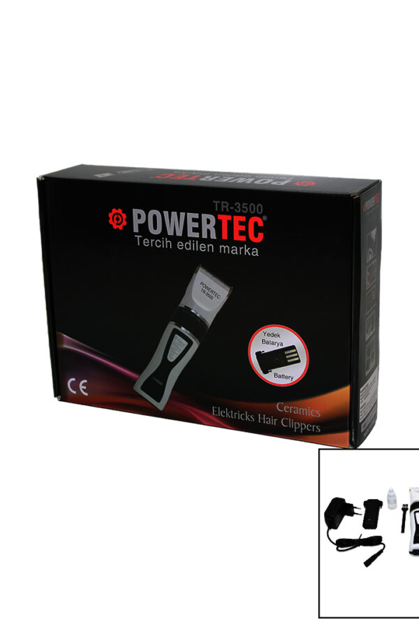 POWERTEC TR-3500 SAÇ KESME TRAŞ MAKİNESİ YEDEK BATARYALI (K0)