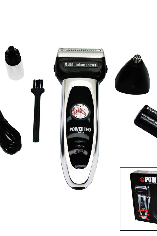 POWERTEC TR-2502IN1SIFIR SAKAL+TÜY ALMA BAŞLIK+SAKAL ÇİZME BIÇAKLI YEDEK BIÇAKLI - USB ŞARJLI TRAŞ MAKİNESİ (K0)