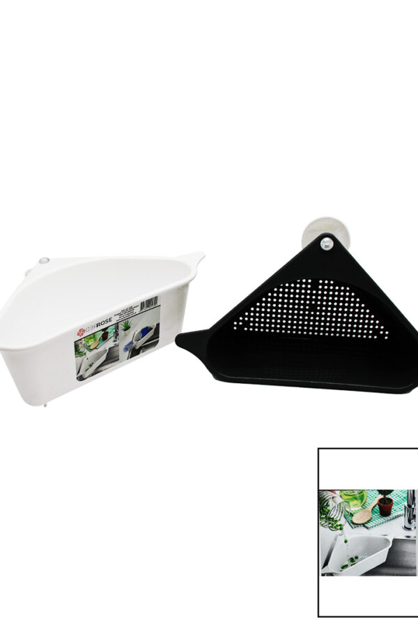 SÜZGEÇLİ LAVABO DÜZENLEYİCİ PLASTİK KÖŞE RAFI VANTUZLU (K0)