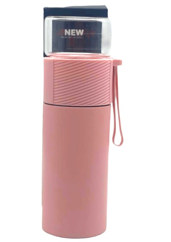 SÜZGEÇLİ CAM KAPAKLI ÇELİK BİTKİ ÇAY TERMOSU 380ML (K0)