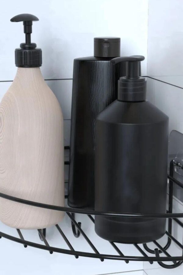 Yapışkanlı Banyo Köşeliği Kancalı Köşe Rafı Duş Şampuanlık Duvar Düzenleyici Organizer Raf (K0)