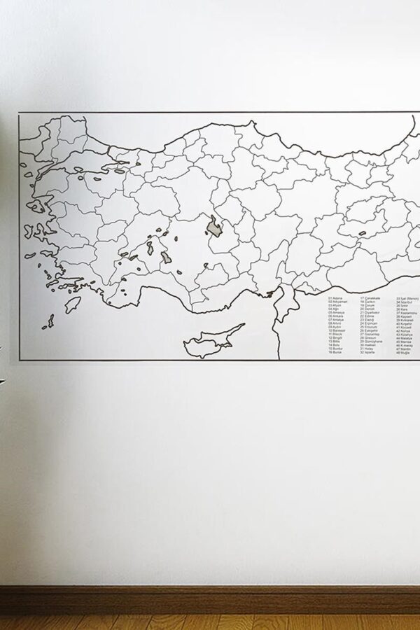 Yazılabilir Türkiye Haritası Manyetik Duvar Stickerı 110 x 56 cm (K0)