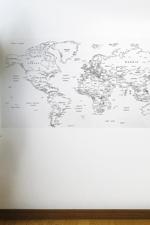 Yazılabilir Dünya Haritası Manyetik Duvar Stickerı 110 x 56 cm (K0)