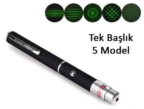 Yeşil Lazer Pointer 500 mW 15 Km Etkili (Tek Başlık 5 Model) (K0)