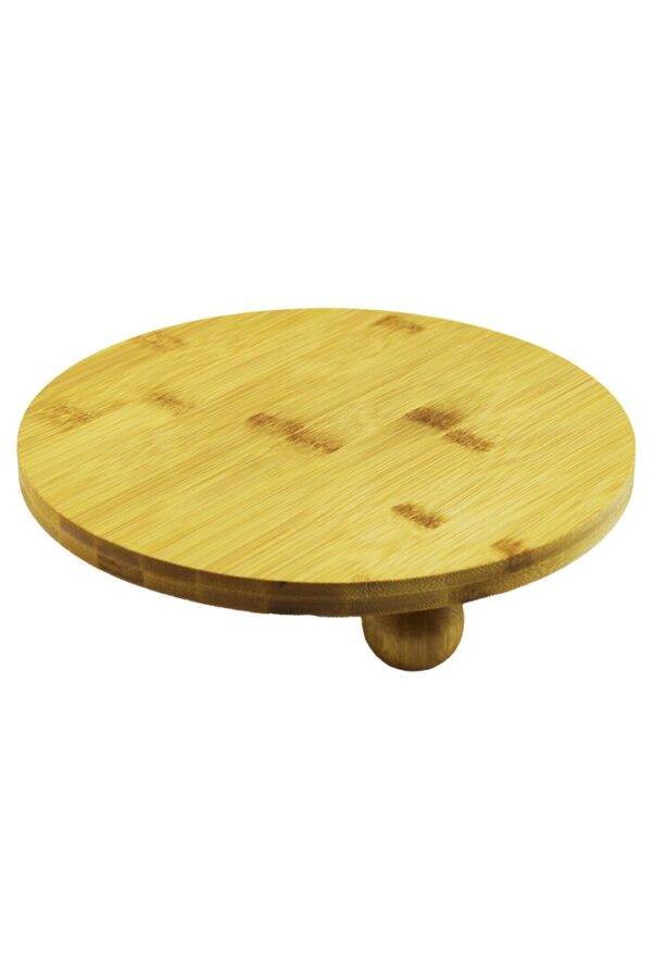 YUVARLAK 24.5CM 3 MİNİ TOP AYAKLI AHŞAP BAMBU SUNUM TEPSİSİ - MİNİ SOFRA (K0)