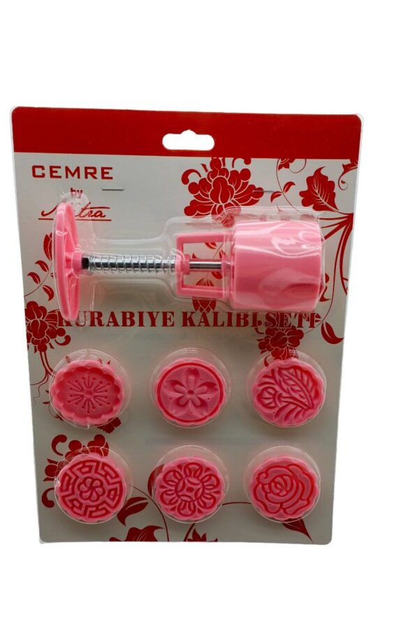 YUVARLAK  KURABİYE KALIP SETİ  YAYLI BASKI APARATI - 6PCS KALIP  RENKLİ PLS (K0)