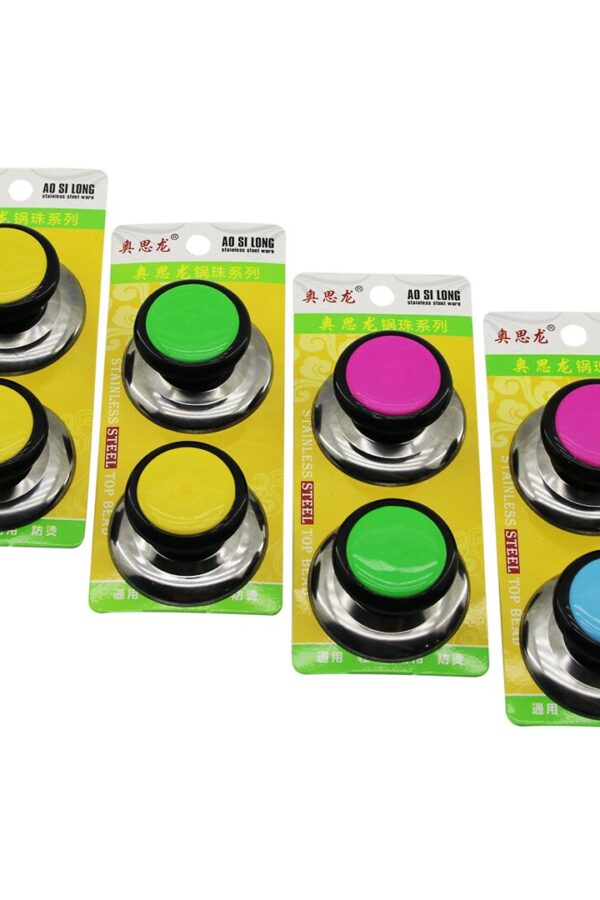 YUVARLAK - 2Lİ  TENCERE KAPAK KULPU  KROM - RENKLİ PLASTİK SAPLI (K0)