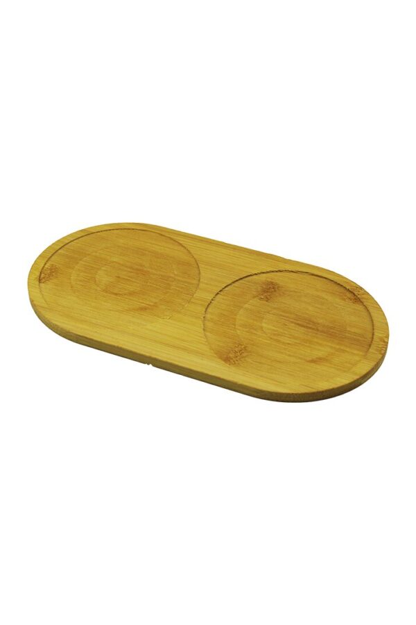 YUVARLAK AHŞAP BAMBU 2 BÖLMELİ YAĞDANLIK ALTLIK 12X23.5CM (K0)