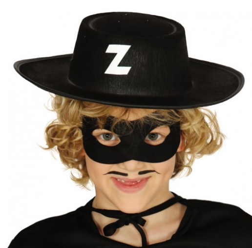 Z Logolu Zorro Şapkası ve Zorro Maskesi Çocuk Boy (K0)